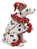 Red Circus Dalmatian Dog Pewter Austrian Crystals Jeweled Trinket Jewelry Box