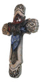 Rustic Country Western Highland Cow with Cowboy Hat and Scarf Wall Cross Decor