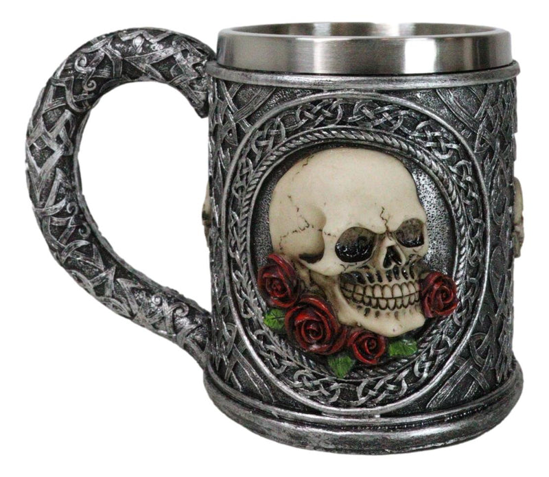 Love Never Dies Day Of The Dead Gothic Sugar Skull With Rose Flowers Coffee Mug