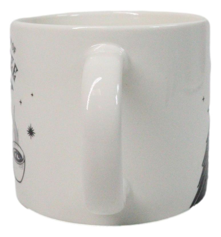 White Wicca Magic A Fresh Cup Of Caw Fee Raven Crow Porcelain Mug Cup 16oz