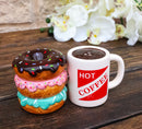 Donut Shop Breakfast Donuts And Hot Coffee Mug Ceramic Salt Pepper Shakers Set