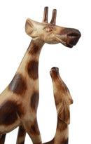 Balikraft Balinese Wood Handicraft Solo Mother Giraffe With Calf Family Figurine