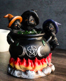 Witching Hour 3 Wiccan Kitten Cats By LED Potion Triple Moon Cauldron Figurine