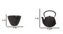 Bronze Oriental Dragon Design Tetsubin Cast Iron Teapot 33oz And 4 Tea Cups Set