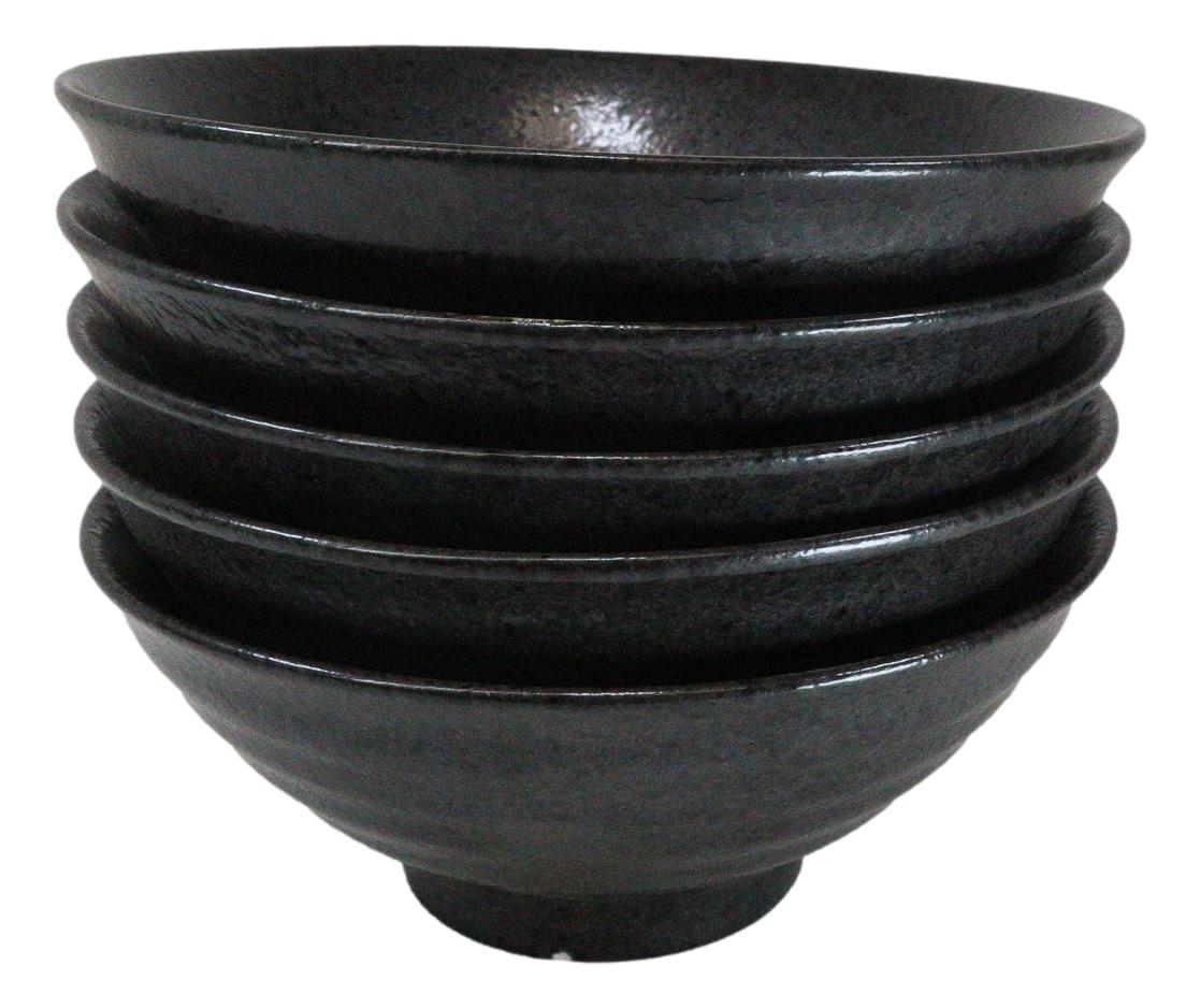 Pack Of 5 Charcoal Grey Tone Hakumu Collection Large Ramen Soup Dinner Bowl 40oz