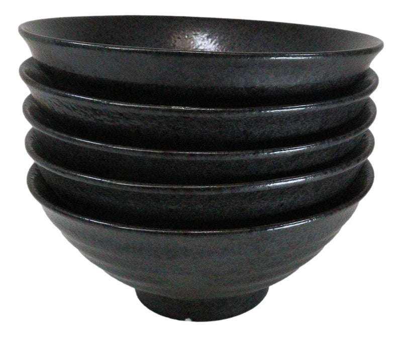 Pack Of 5 Charcoal Grey Tone Hakumu Collection Large Ramen Soup Dinner Bowl 40oz