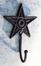 Cast Iron Rustic Western Star Wall Hanger Coat Jacket Towel Hook Set Of 4
