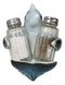 Ocean Marine Blue Dolphin Riding Sea Waves Salt And Pepper Shakers Holder Set
