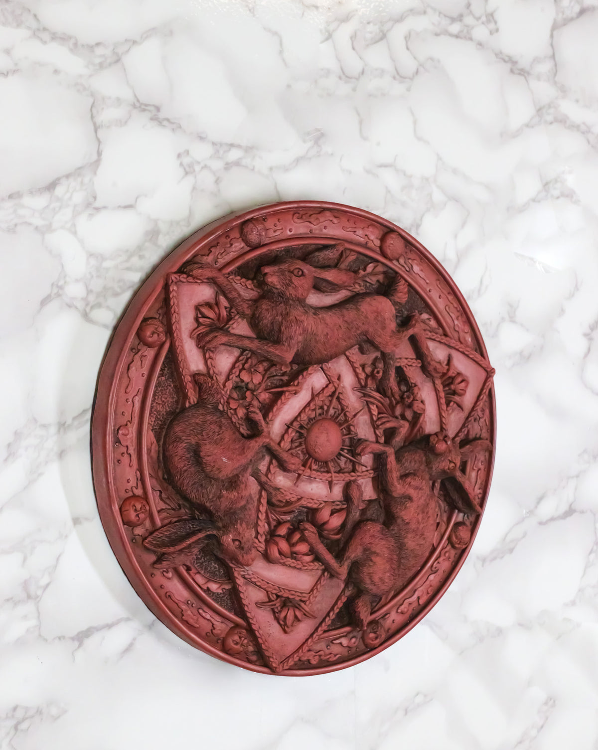 Wicca Sabbats Celtic Trinity Hares Wall Plaque Decor Faux Wooden Finish