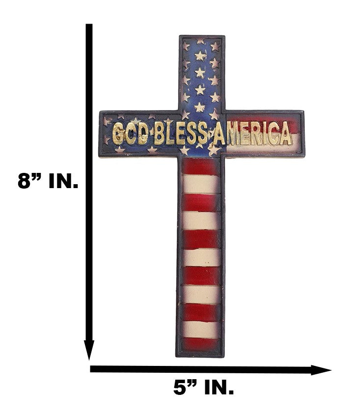 Western Patriotic USA Flag Old Faithful God Bless America Memorial Wall Cross