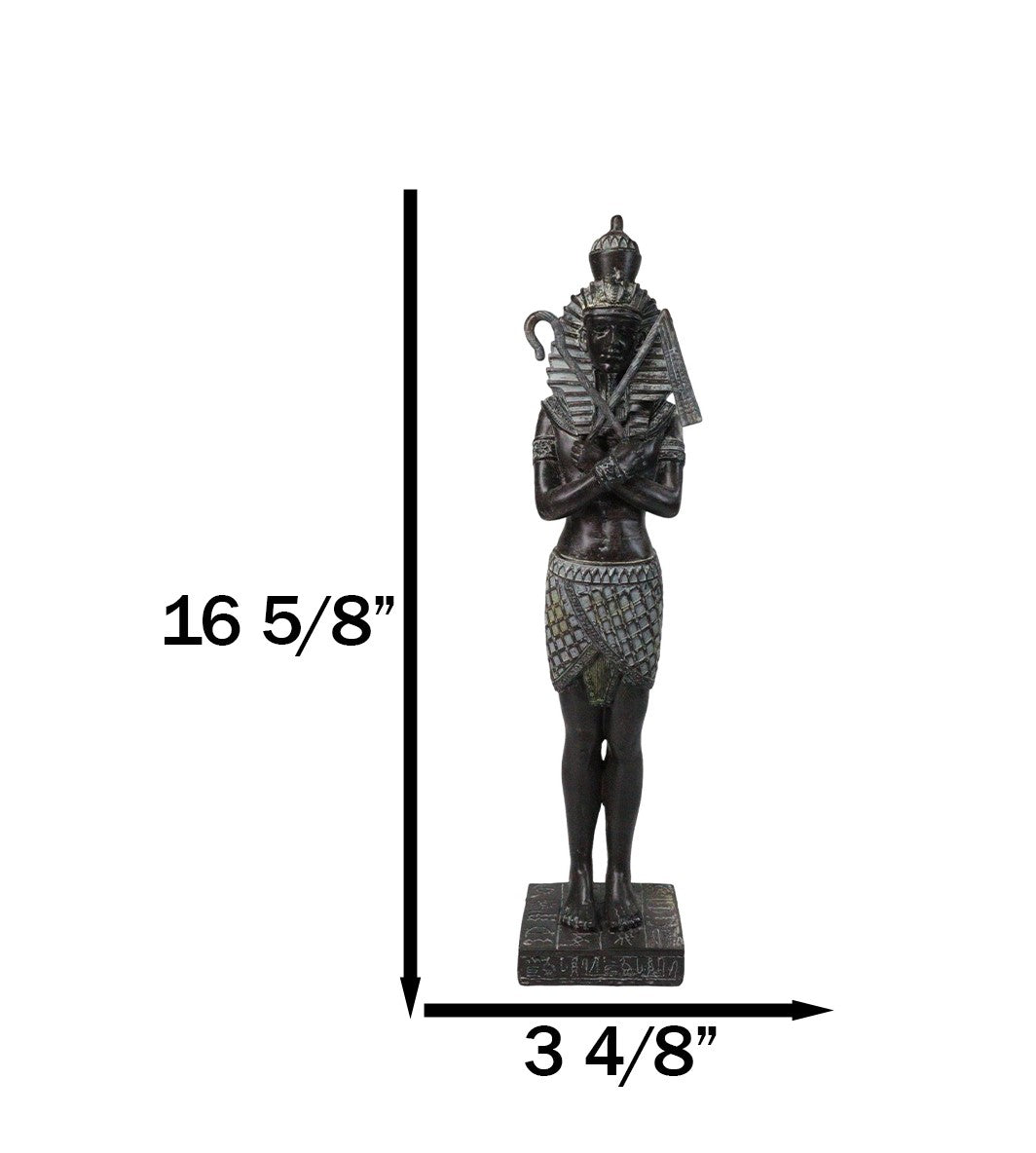 Egyptian Warrior King Pharaoh With Nemes Crook And Flail Standing On Base Statue