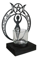 Wicca Danu Spiral Goddess Triple Moon Metal Votive Tea Light Candle Holder