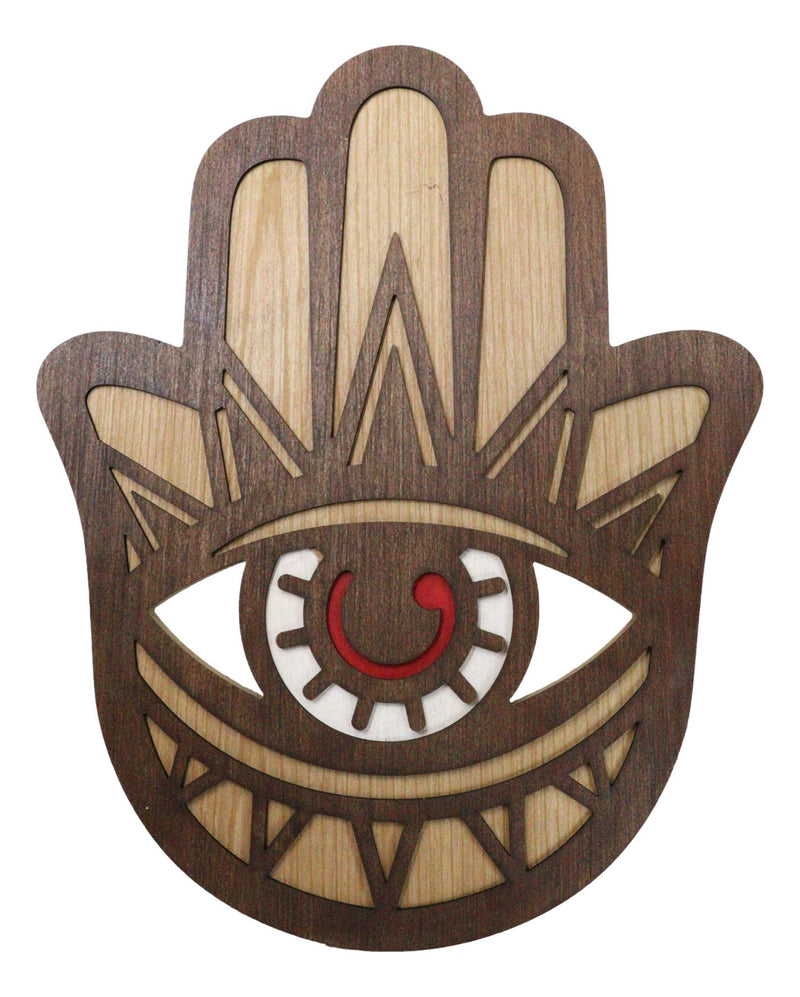 Hand of Fatima Hamsa Palm with Evil Eye Amulet of Protection MDF Wood Wall Decor