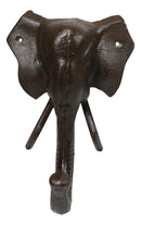 Cast Iron Rustic Abstract Safari Wildlife Jungle Elephant Wall Hook Sculpture