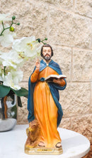 Christian Apostle Of Jesus Saint Mark The Evangelist with Lion Figurine 8"H