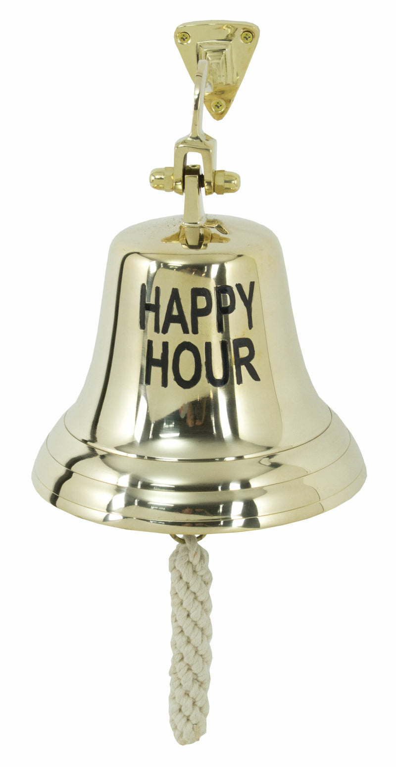 Nautical Marine Antiqued Brass Happy Hour Bell Wall Decor Dinner Bells Accent