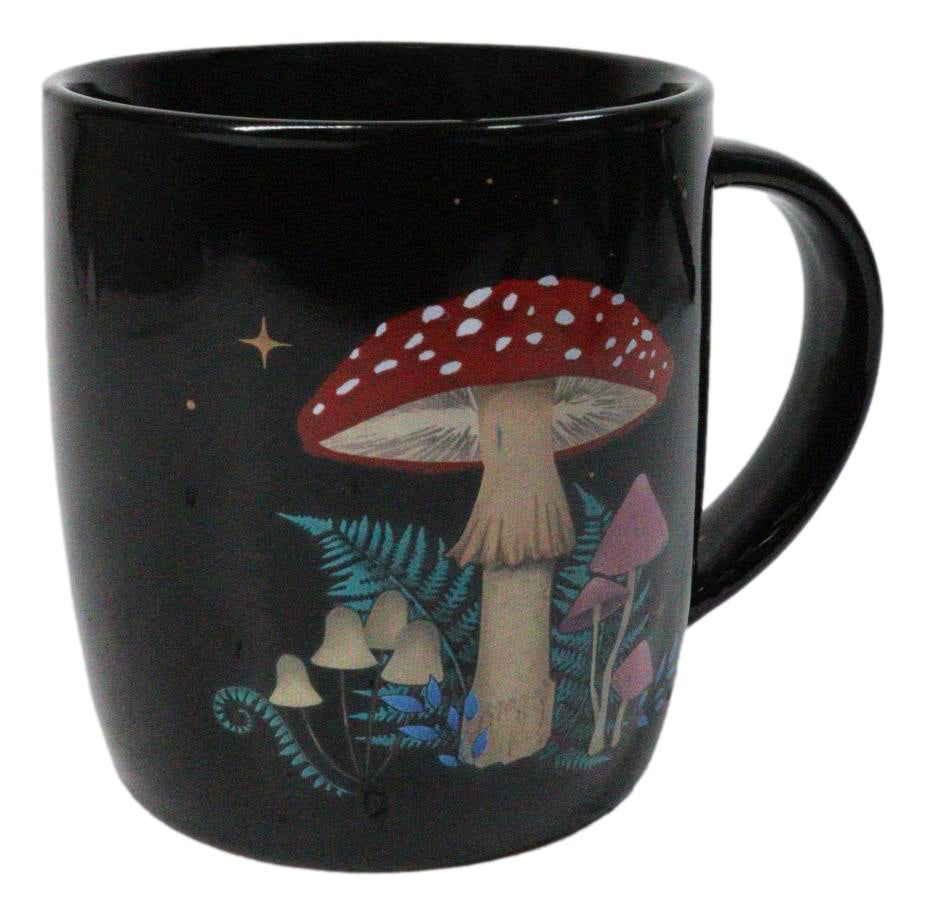 Wiccan Dark Forest Toadstool Mushroom Double Wall Ceramic Coffee Mug 13 Oz