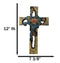Rustic Southwest Faux Wooden Turquoise Flowers And Red Heart Wall Cross Cutout