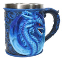 Gothic Fantasy Blue Ice Frost Dragon Tankard Mug With Stainless Steel Liner