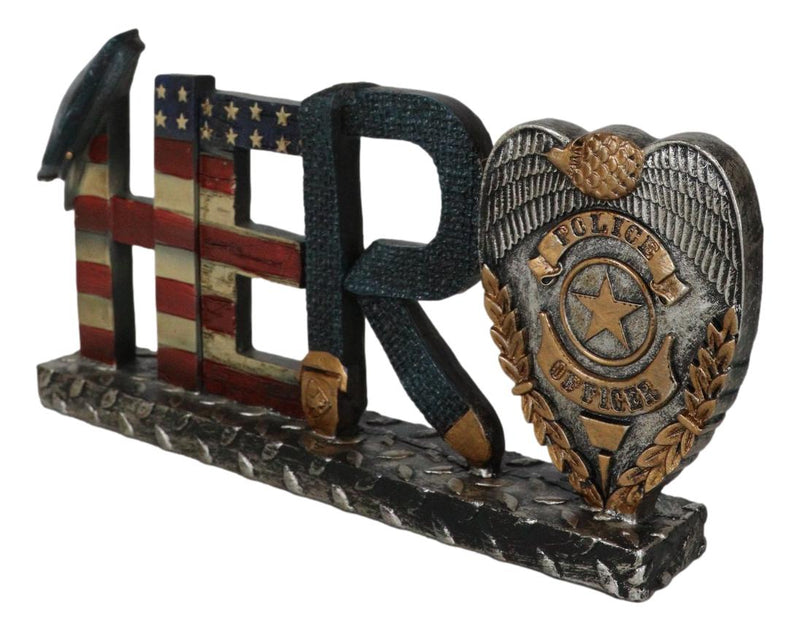 Police Man Officer Cop Badge Hat USA Flag Hero 3D Word Art Desktop Figurine