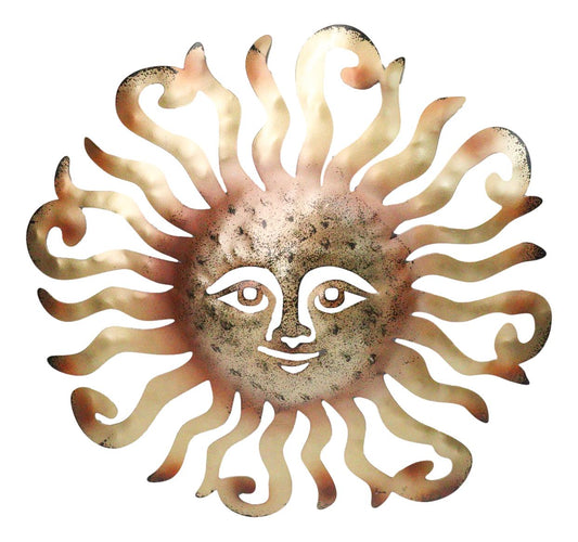 Metal Gold Celestial Heavens Sun Face Belenos Wall Decor Plaque Sculpture 12"H
