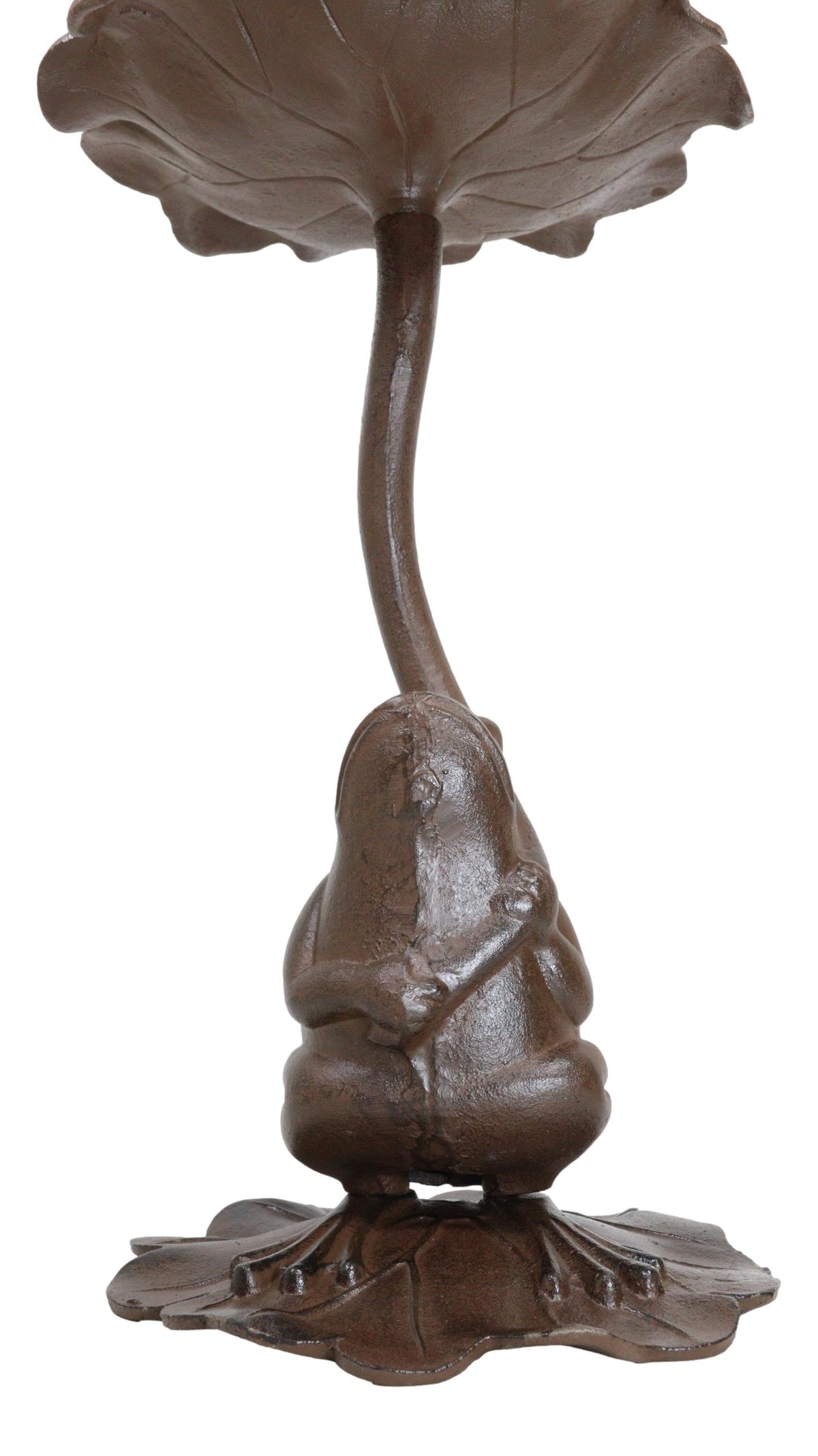 Cast Iron Toad Frog On Waterlily Lily Pad Leaf Bird Feeder Bath Garden Statue