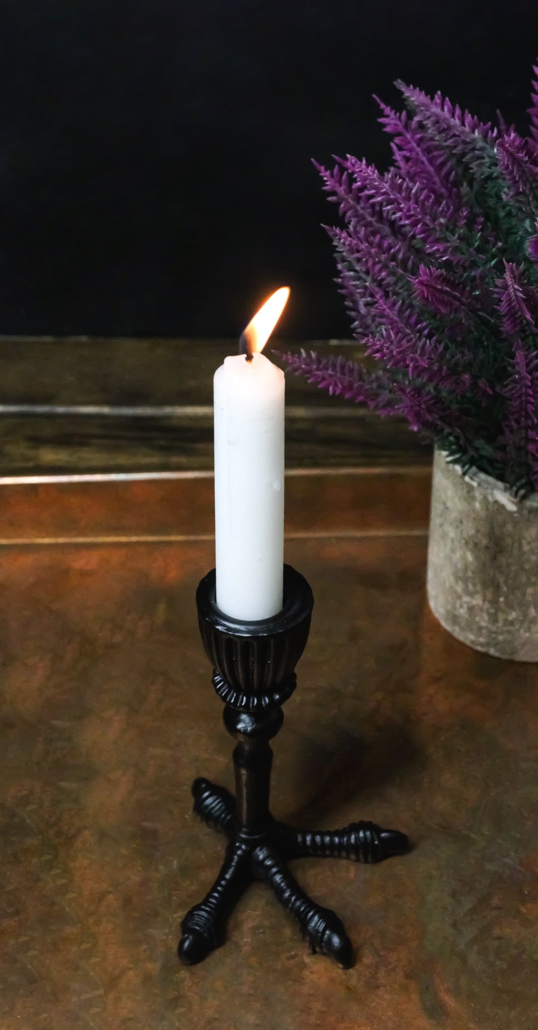 Ebros Mystic Raven Claw Taper Candle Holder Gothic Black Resin Candlestick
