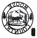 24" Rustic Western Moose Country By Mountains Pine Forest Metal Wall Circle Sign