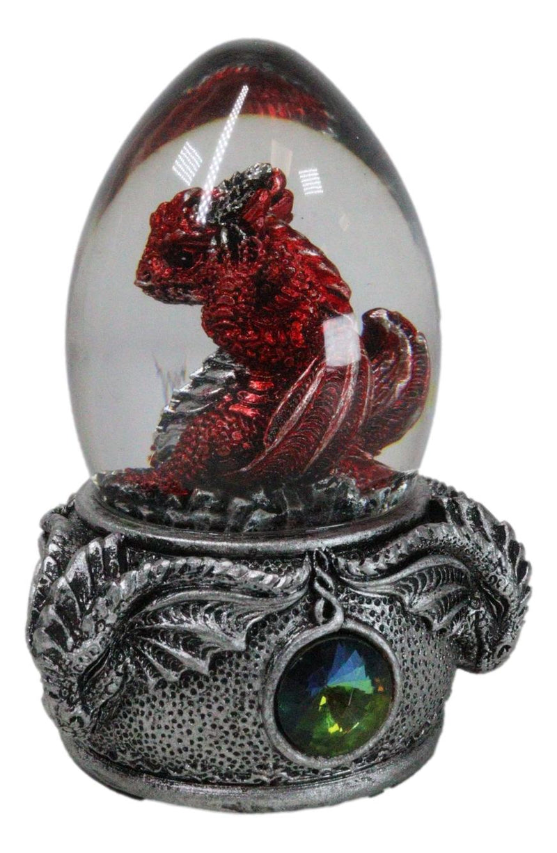 Hear No Evil Red Wyrmling Dragon In Colorful LED Acrylic Glass Egg Figurine