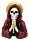 Day of The Dead Gothic Red Santa Muerte With Gold Halo Rosary Cross Bookends Set