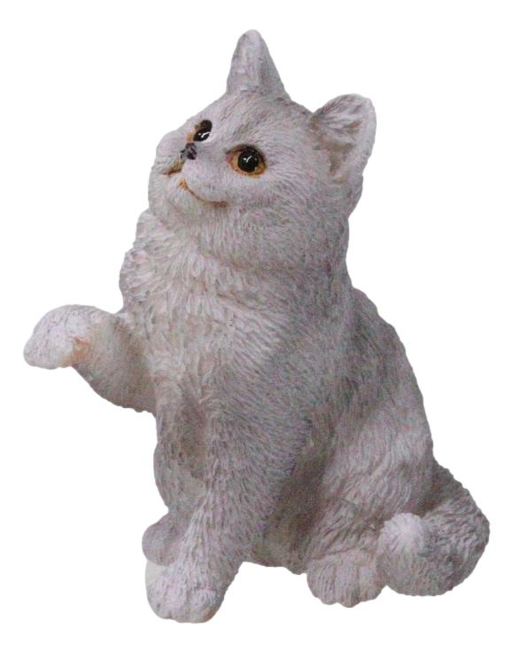 Realistic Feline British Shorthair Grey Kitty Cat Kitten Pawing Mini Figurine