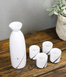 Yukino Hana Snow Flowers Porcelain Sake Carafe Flask 9oz And 4 Ochoko Cups Set
