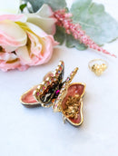 Brown Monarch Butterfly Pewter Austrian Crystals Bejewelled Trinket Jewelry Box