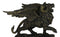 Faux Bronze Greek Guardian Winged Lion Chimera Gargoyle With Goat Horns Figurine