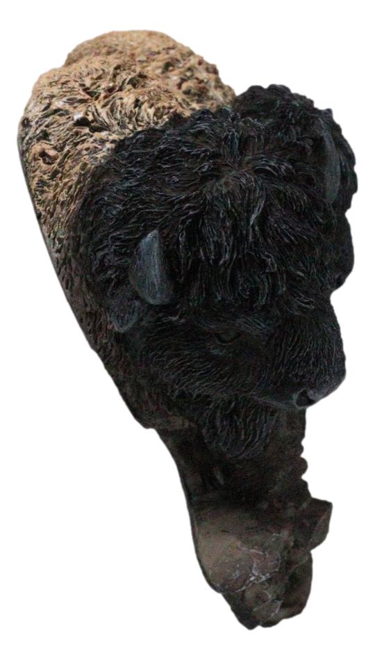 Native American Brown Bison Buffalo Herd On Pasture Wall Sculpture Relief 14"L