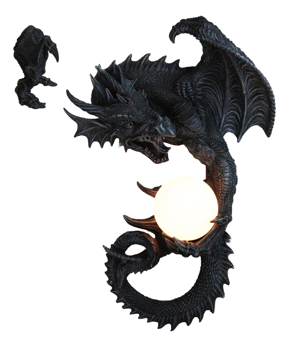 Ebros Gift Gothic Slithering Aetherflare Dragon Wall Orb Lamp with Claw Accent