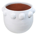 Modern Chic White Round Ribbed Design Terracotta Floral Planter Pot 11"Wide