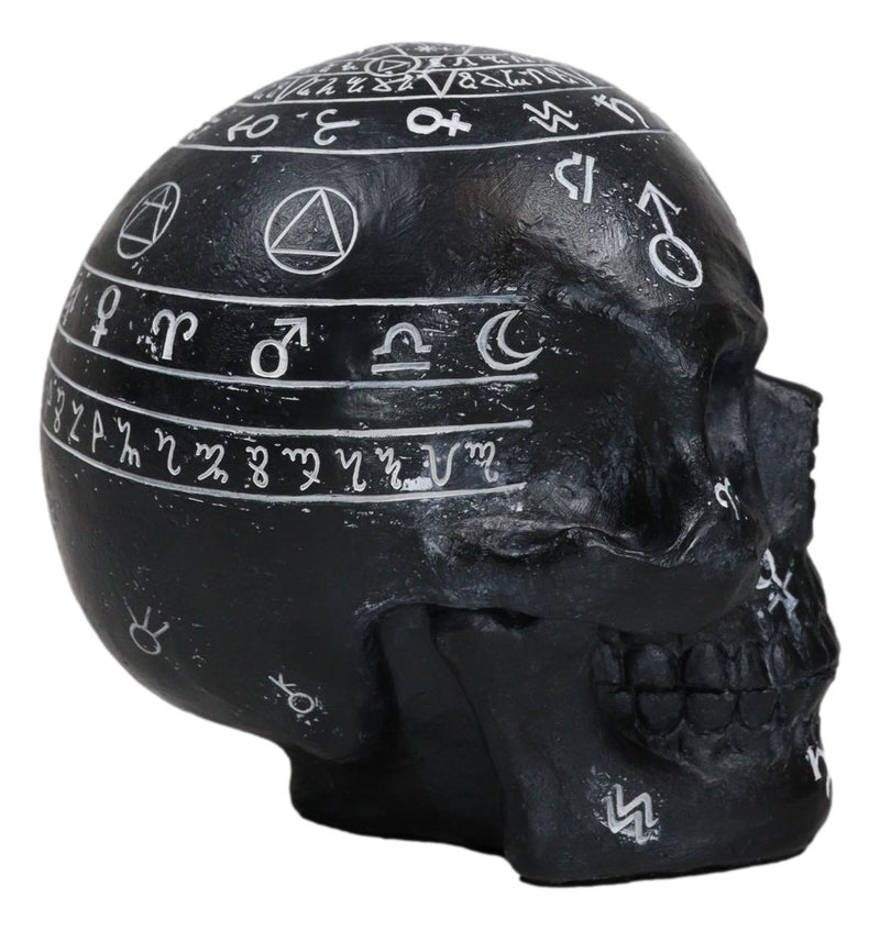 Gothic Wicca Black Mystic Arts Planetarium Zodiac Celestial Ancient Symbols Skull Figurine