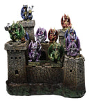 Medieval Grand Stonewall Castle Gatehouse With 12 Miniature Dragons Figurine Set