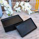 Pack Of 6 Black Kokuyo Ceramic Rectangular Sushi Plate Raised Straight Edge