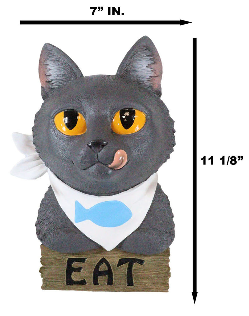 Whimsical Crazy For Cats Feline Kitty Grey Cat Eat Door Or Wall Hanging Sign