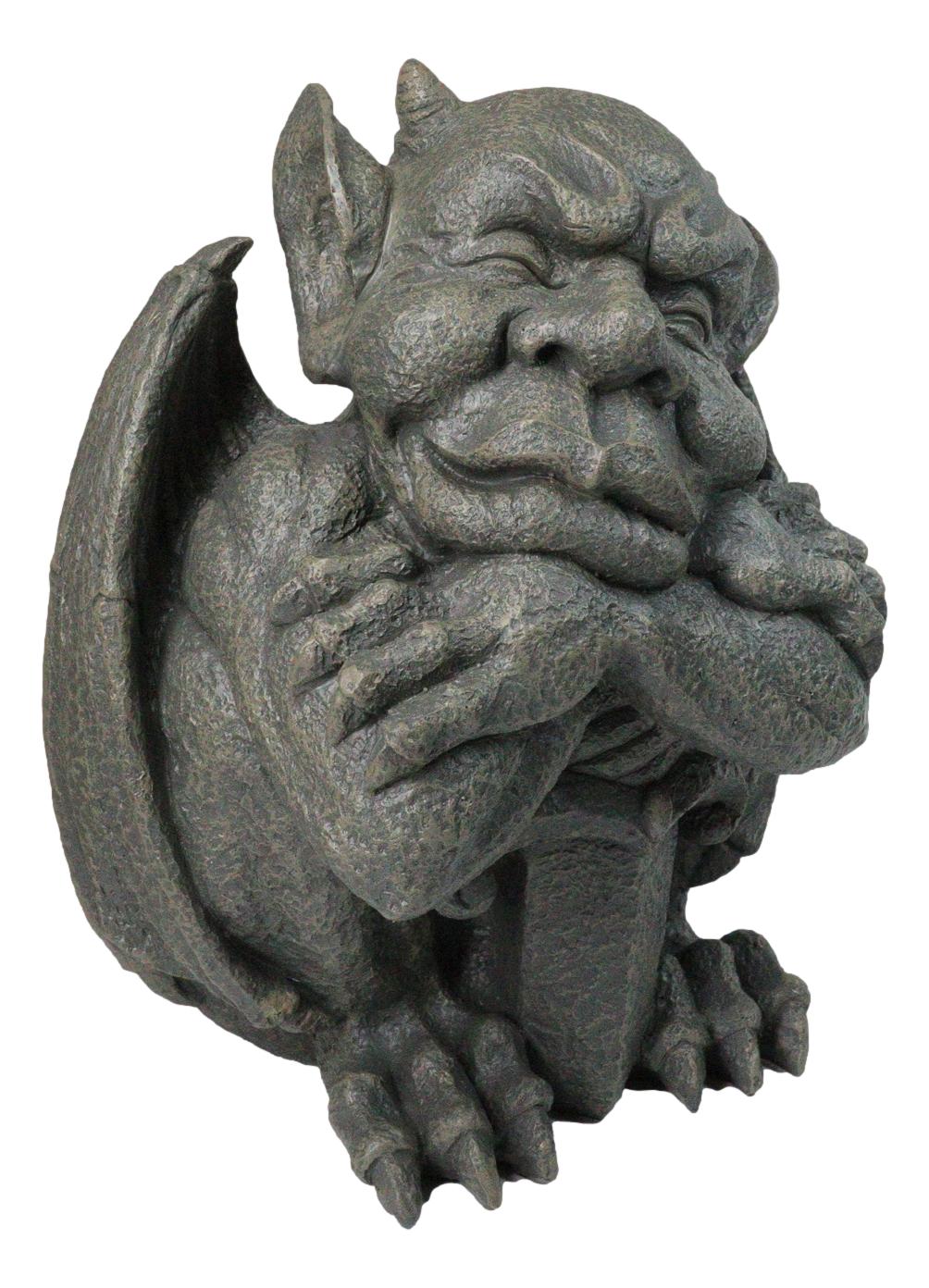 Set of 2 Gothic Notre Dame Gargoyle Shield And Sword Bearer Chimera Figurines