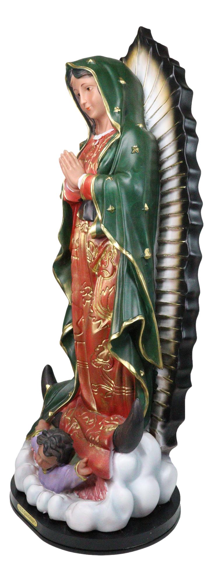 Blessed Virgin Our Lady of Guadalupe Statue with Brass Name Plate Base 24" Tall