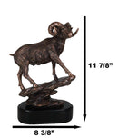 Ebros Gift Country Wildlife Animal Taxidermy Bighorn Sheep Ram Climbing on Sloping Rock Statue with Trophy Base 12" H Bronze Electroplated Resin Figurine Cabin Lodge Cottage Themed Decor Accent