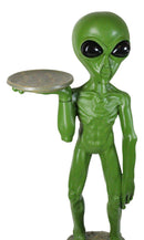 Bizarre Green ET Roswell UFO Alien Butler at Your Service Dish Stand Statue 25"H