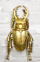 Medium Gold Resin Great Stag Horned Beetle Wall Decor Or Tabletop Figurine
