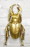 Medium Gold Resin Great Stag Horned Beetle Wall Decor Or Tabletop Figurine