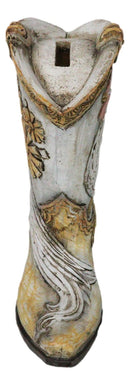 Rustic Country Rooster With Floral Blossoms Spring Time Cowboy Boot Money Bank