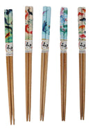 5 Pairs Of Koi Fishes In Pond Buttons Ceramic Rests With Wooden Chopsticks Set