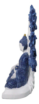 Meditating Buddha with Tree of Life Blue & White Gautama Buddha Figurine 9.5"H